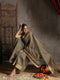 Ash Grey Dual Shade Cotton Saree with Border and Tassels